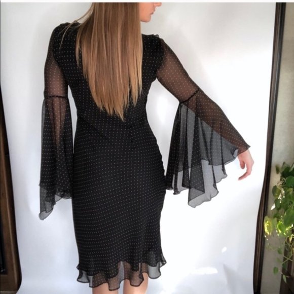 Vintage 90s Express Gothic Silk Dress Size 6 - Picture 4 of 8